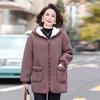 Mom's Winter Particle Fleece Hooded Jacket: Velvet-Thickened, Lambswool Cardigan for Middle-Aged and Elderly Women