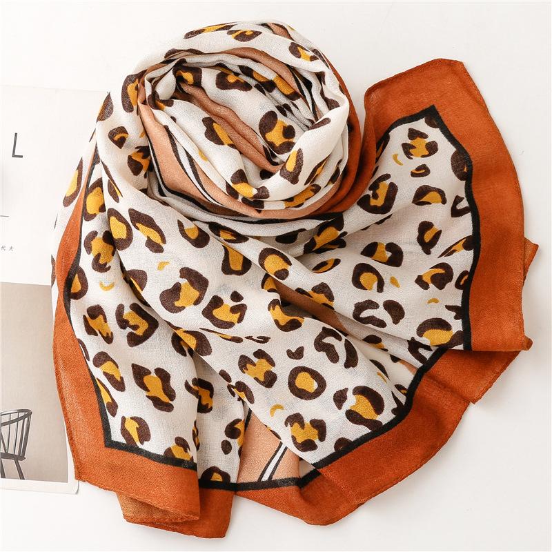 Women's Fashion Leopard Print Tassel Scarf - Lightweight Breathable Pashmina Scarf, Suitable for Beach Activities