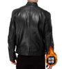 Winter business gentleman's warm zip-up cardigan, decorated fleece-lined thickened PU leather jacket, slim-fit leather jacket