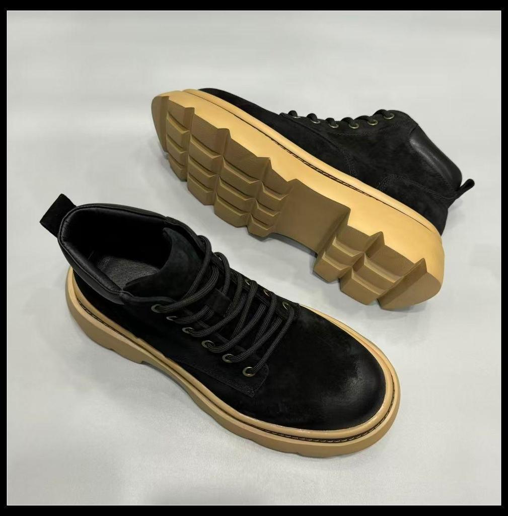 Men's Trendy Genuine Leather Martin Boots - Winter Cowhide Retro High-Top Casual Ankle Cowboy Boots.