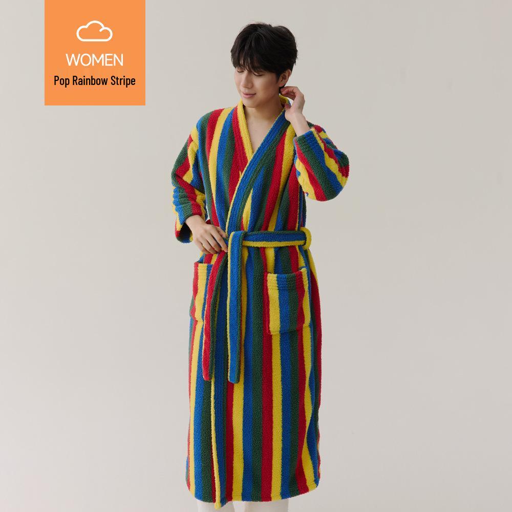 

Жіночий товстий кораловий флісовий картатий зимовий халат - Дуже довгий, теплий, антистатичний піжамний комплект Large