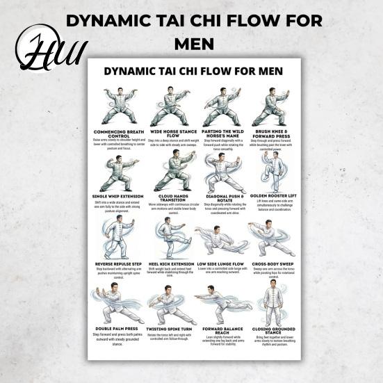 Advanced Tai Chi Core Control 3Pcs Men Training Plan Guide for Posture Correction And Pain Relief Lower Back Strength Flexibility Muscle Endurance
