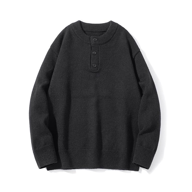 Men's High-Grade Henley Knitwear Hoodie Sweater - Autumn/Winter 2025 Collection
