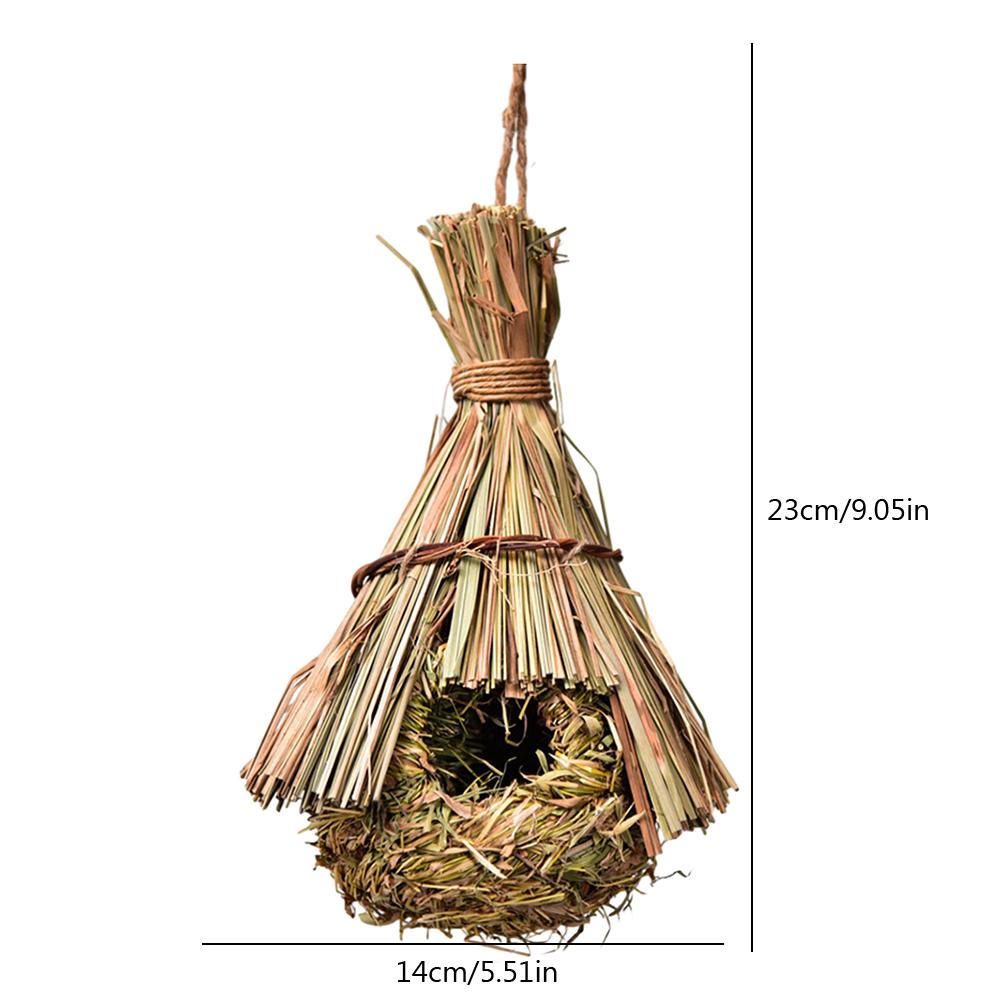 Hand-Woven Bird House Natural Grass Bird Nest Shelter Hut Small Bird Hideaway Outside Sparrows Hanging Parrot Nest Houses