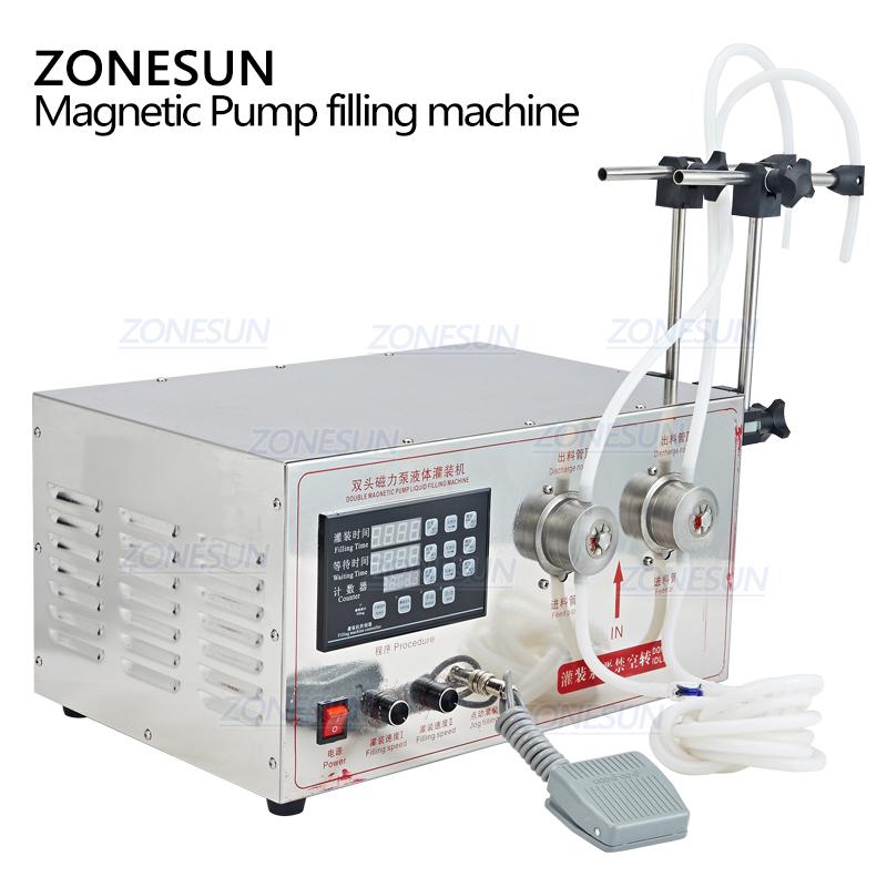ZONESUN YG2 Magnetpumpe Elektrisch 2 Köpfe Erfrischungsgetränk Ätherisches Öl Ethanol Desinfektion Alkohol Flasche Flüssigkeitsabfüllmaschine