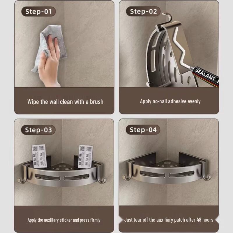 Xinpei No-Drill Aluminum Bathroom Corner Shelf