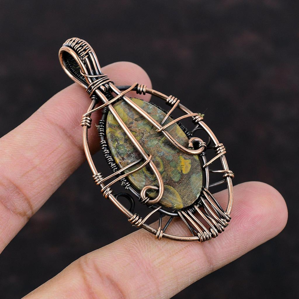 Tree Of Life Fruit Jasper Pendant Copper Wire Wrapped Pendant Tree Of Life Jewelry Handmade Pendant Gemstone Copper Jewelry Gift For Mother