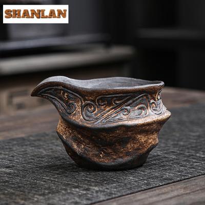 120ml Handgefertigter Alter Felsenschlamm Fair Cup Grobkeramik Teekanne Cha Hai Gerechtigkeitstasse Teeteiler Teilungskanne Teegeschirr Sammlung