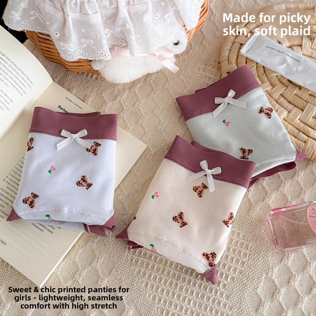 Ladies Spring and Summer New Cute Bear 10A Antibacterial Extension Cotton Crotch Breathable Briefs