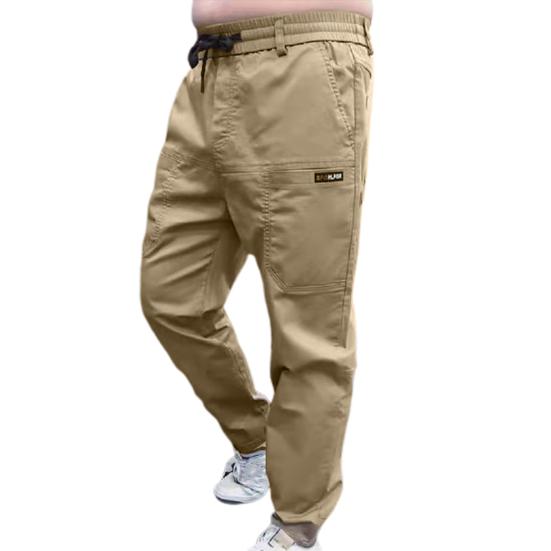 

Men Pants Elastic Waist Multiple Pockets High Elasticity Letter Embroidery Ankle Length Daily Wear Solid Color Slim Fit Ice Silk Men Pencil Pants Men 38 хакі