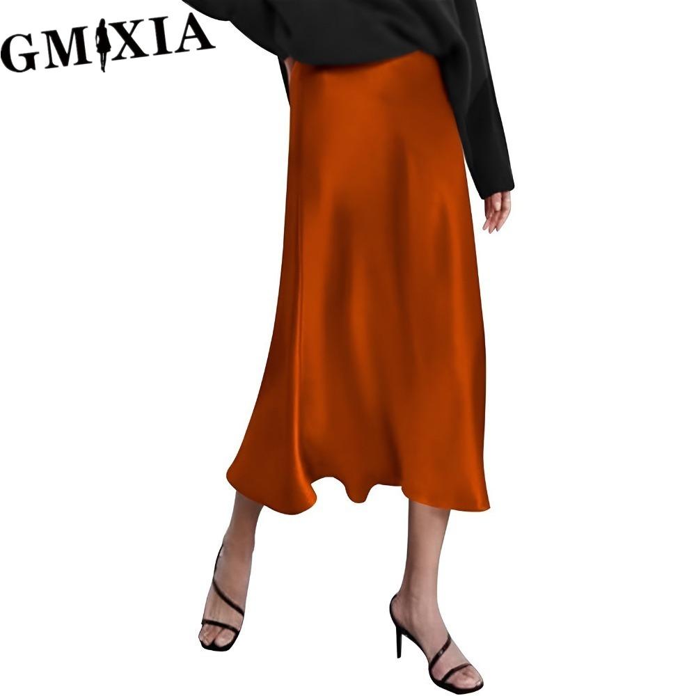 GMXIA Women's Fashion Casual Solid Color Print Summer Spring Skirt