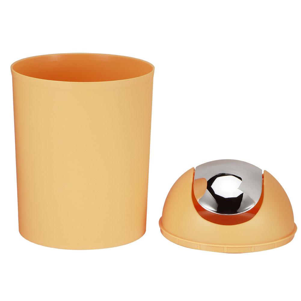 Mini Flip Lid Home Living Room Bedroom Desktop Bedside Plastic Trash Can Garbage BinOrange