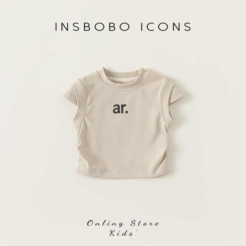 Insbobo Short Sleeve Fashionable Baby Girls Bottoming Shirt Children s Clothing Apricot color 100