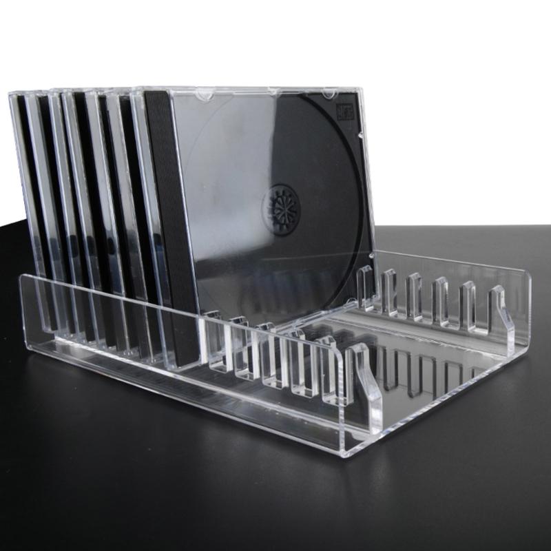 Clear Acrylic CDs Holder, Desktop Organizers Rack for 12 Standard CDs Case, Slip Resistant Base