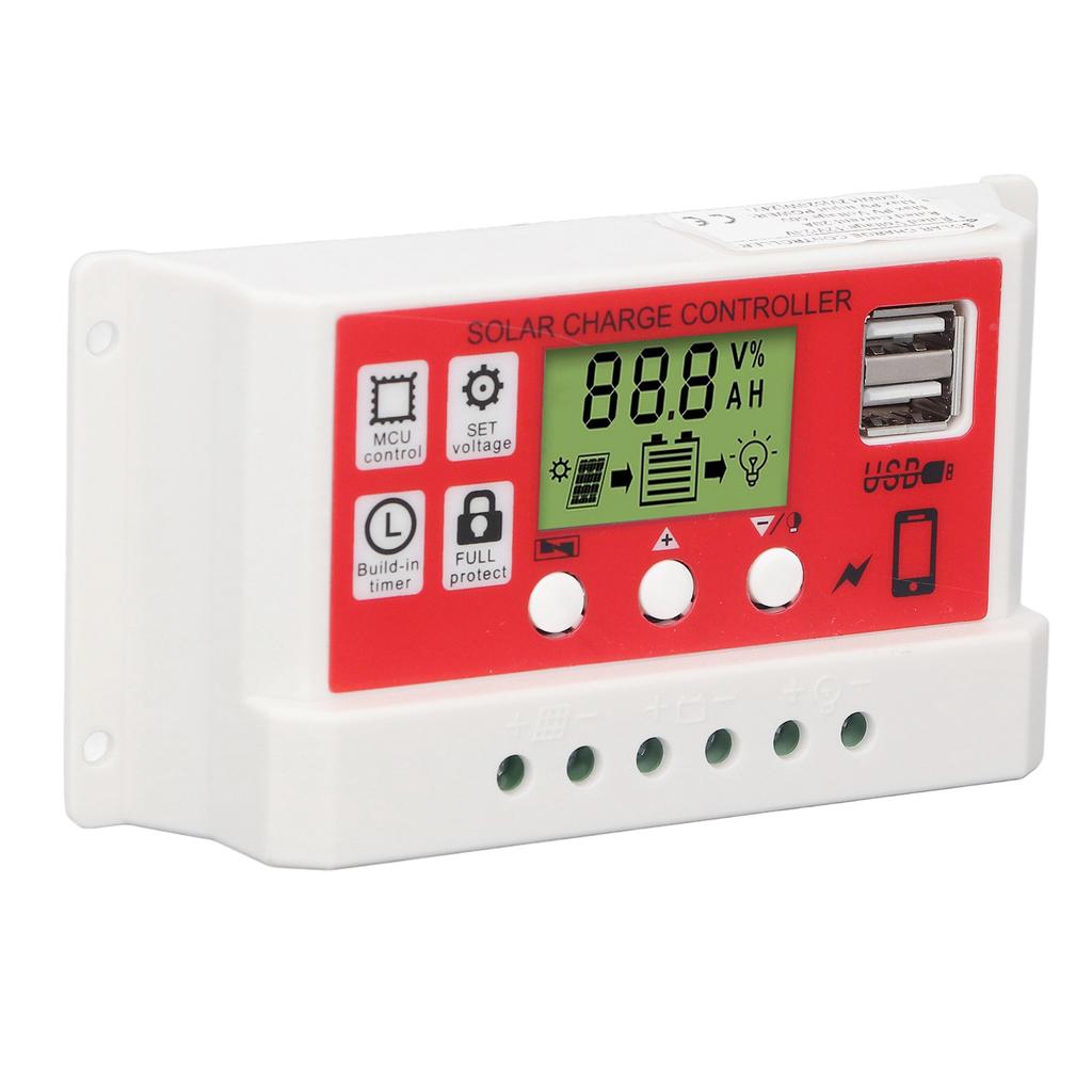 Solar Charge Controller PWM Lithium Battery Photovoltaic Charge Regulator LCD Display 12V24V20A