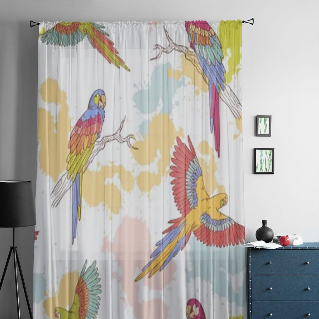 Papagei Ara Grunge Bunte durchsichtige Vorhang für Wohnzimmer Schlafzimmer Voile Vorhänge für Fenster Organza Vorhänge Party Tüll Vorhänge