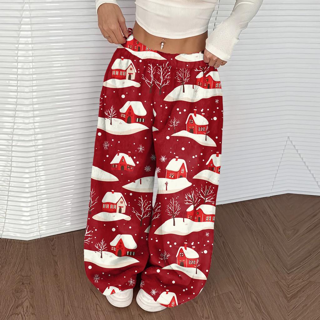 Women's Casual And Fashionable Elastic Waist Loose Wide Leg Pants