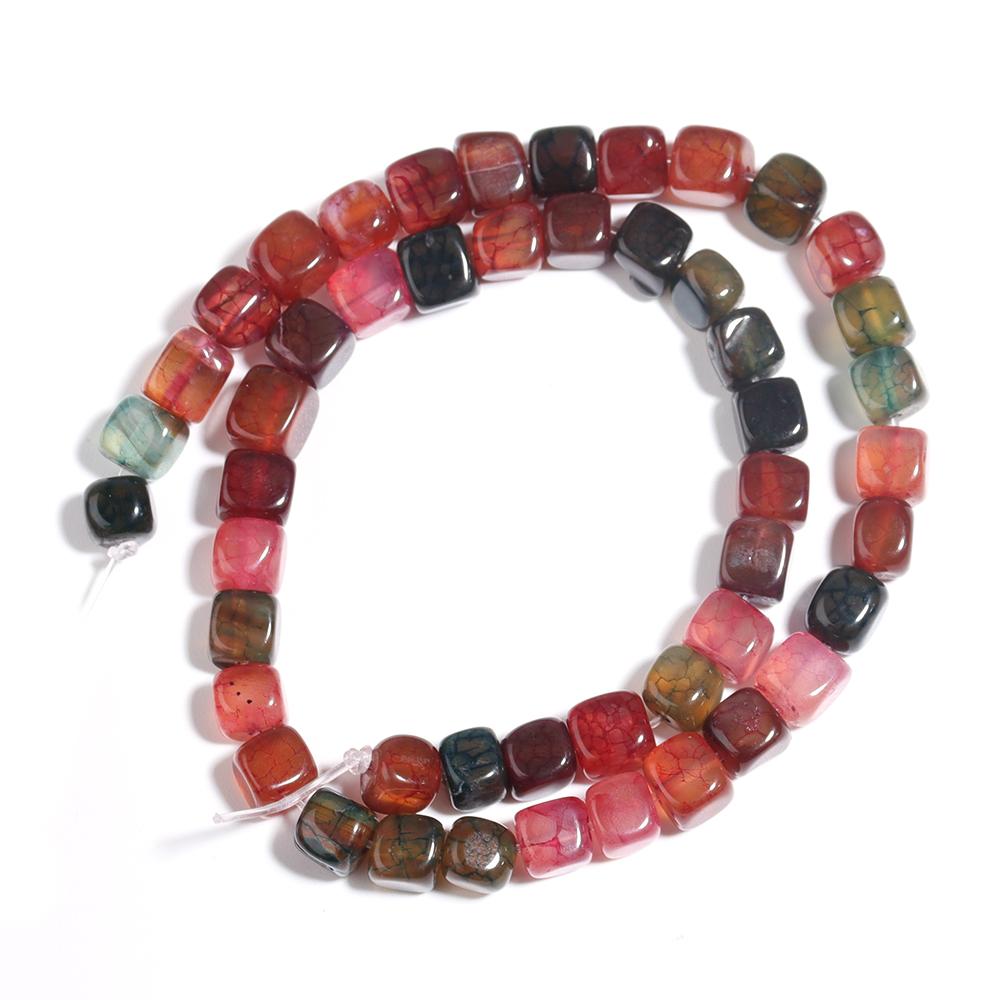 Natural Stone Square Beads 8mm Striped Agate Tube Stone Loose Spacer Beads For Jewelry Making Accessories DIY Bracelet Keychain