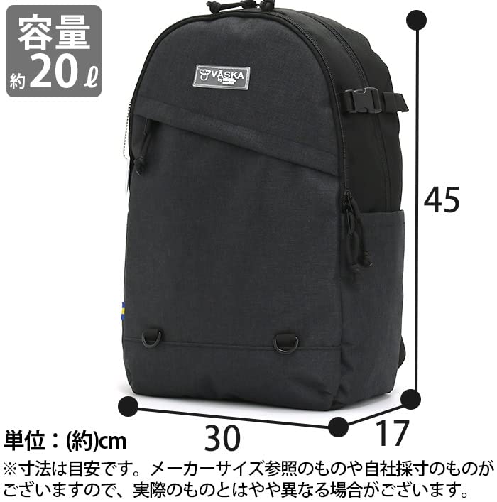 VASKA by Veska Large School Backpack for Men and with Round Black x 30 x 45 x 14cm Backpack, Capacity, Lightweight, Water-Repellent, Women,