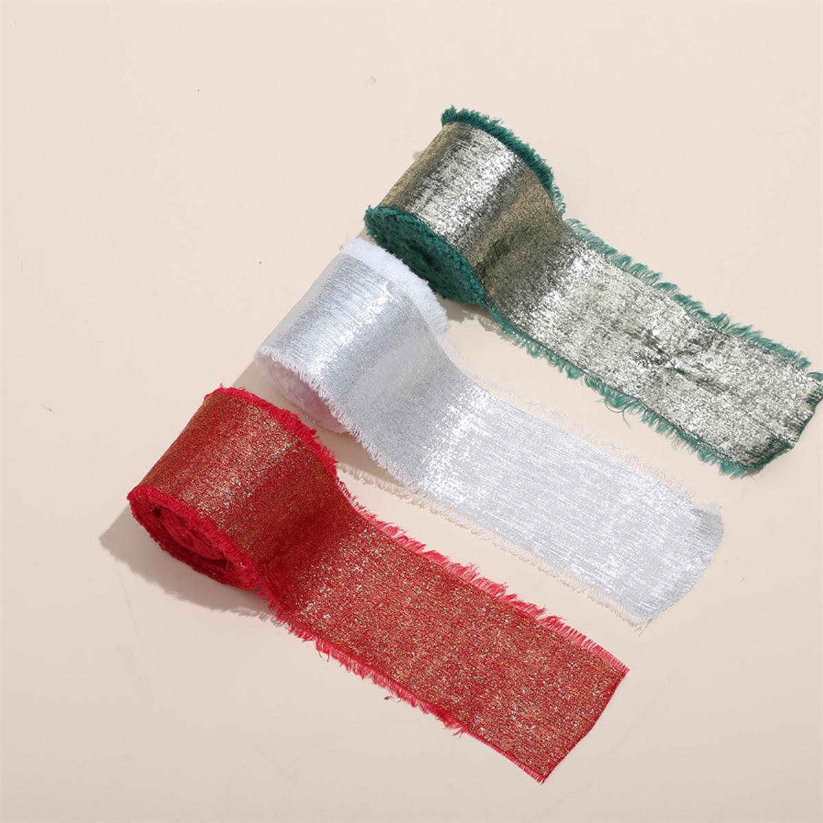 

3 рулона 4,8 ярда разноцветных металлических шифоновых лент с бахромой по краям для свадебных приглашений, свадебных букетов, подарочных коробок, бантов M красный