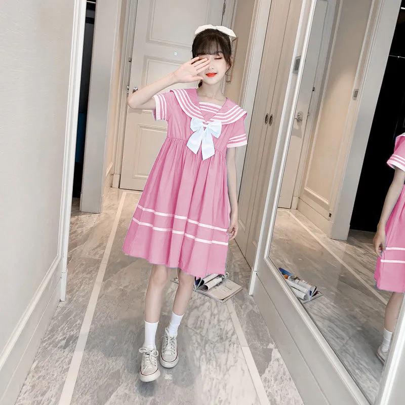 Girls' Summer Korean Sailor Collar Princess Dress
