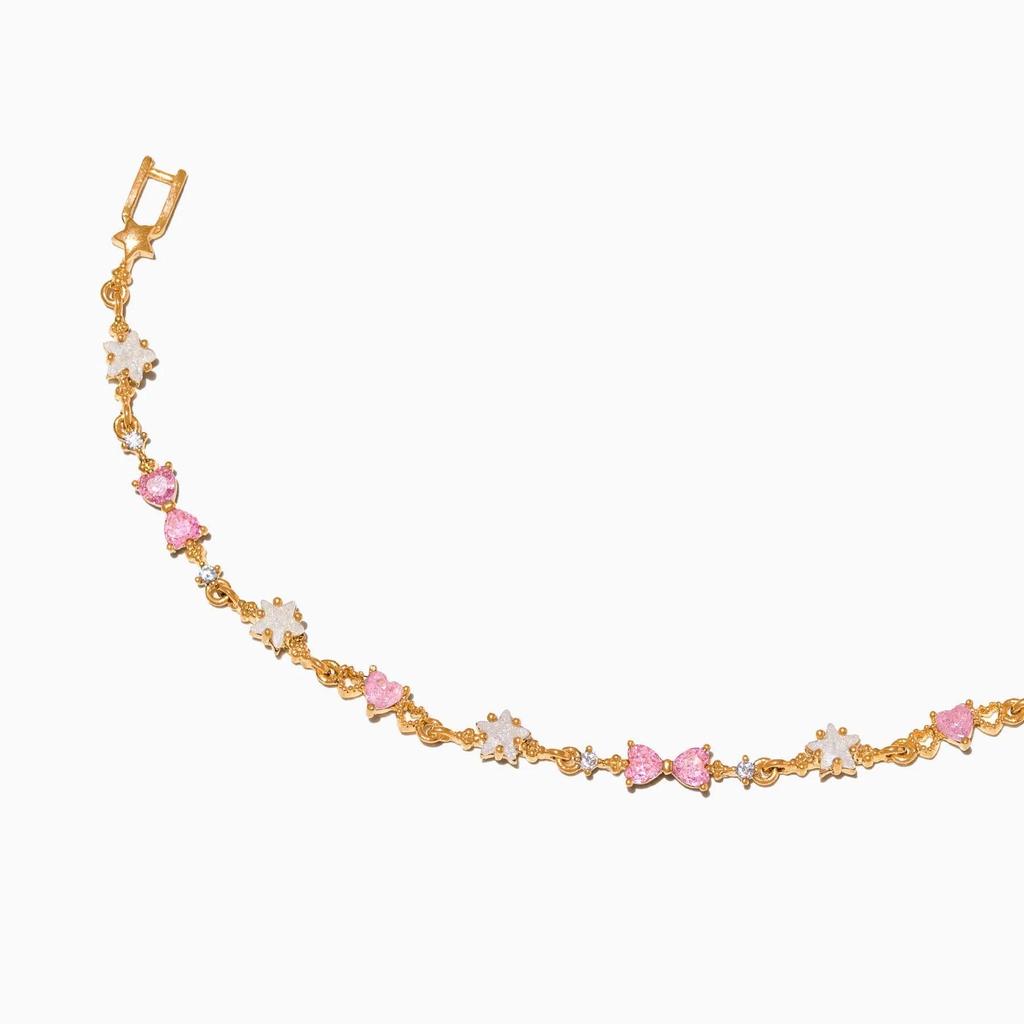 European & American Fashion Butterfly Heart Rhinestone Bracelet: Elegant Luxury Hand Jewelry in Sweet Copper