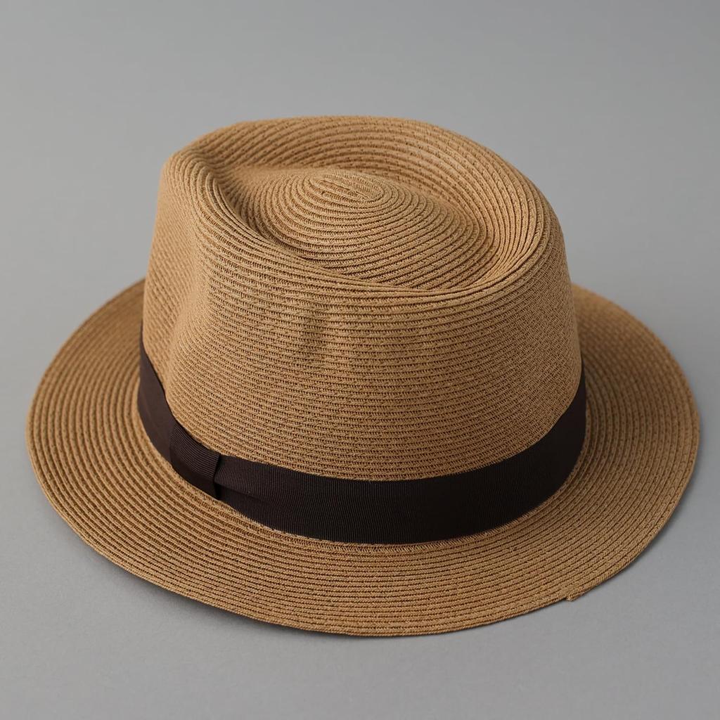 Reck Hatter PAPER BLADE HAT Camel Paper Straw Size L Men's RH-207 Fedora, Hat, Spring, Summer, Autumn, Camel,