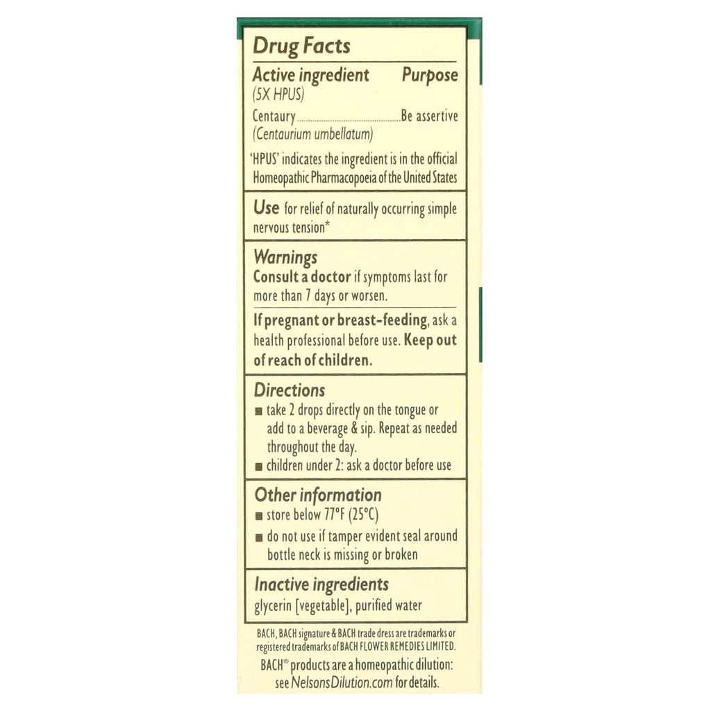 Original Bachblüten, Tausendgüldenkraut, 10ml(0.35fl oz)