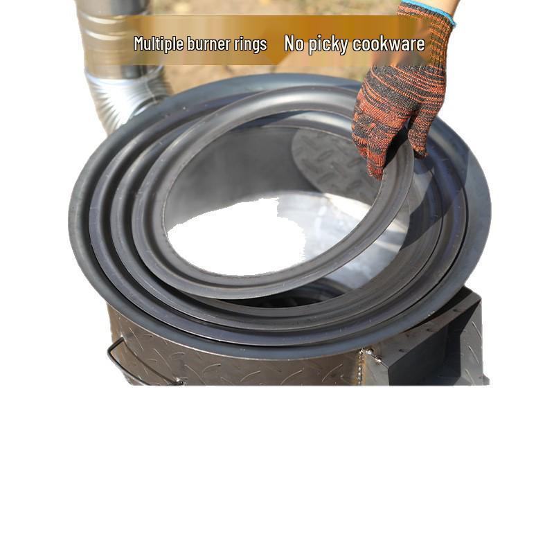 Portable Outdoor Firewood Stove with Large Iron Pot