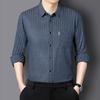 Long-sleeved Shirt Men's Spring and Autumn Dad Wear Striped Non-iron Lapel Real Pocket Men's Shirt