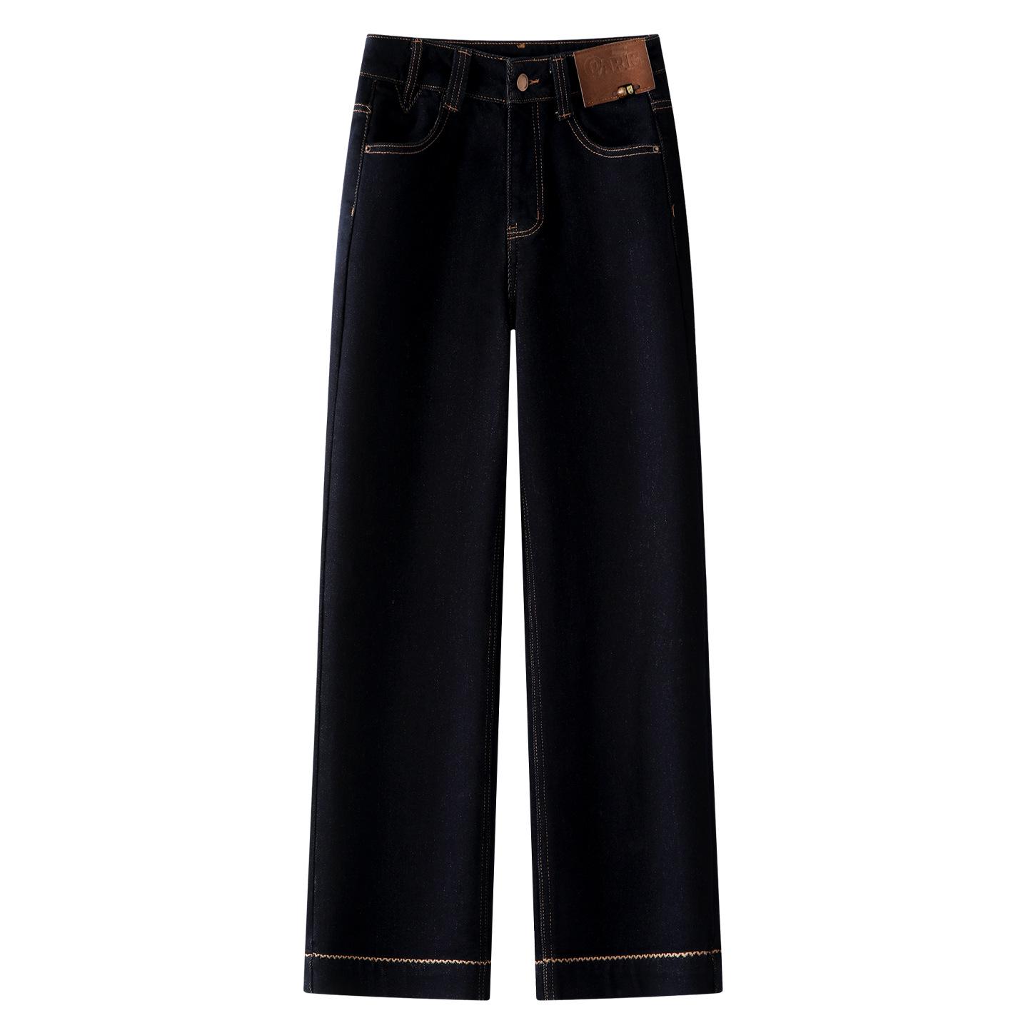 

Women s High-Waist Loose Slim Fit Denim Jeans - Blue, Cropped Straight Leg, Autumn/Winter 2025 Collection L джинсовый синий