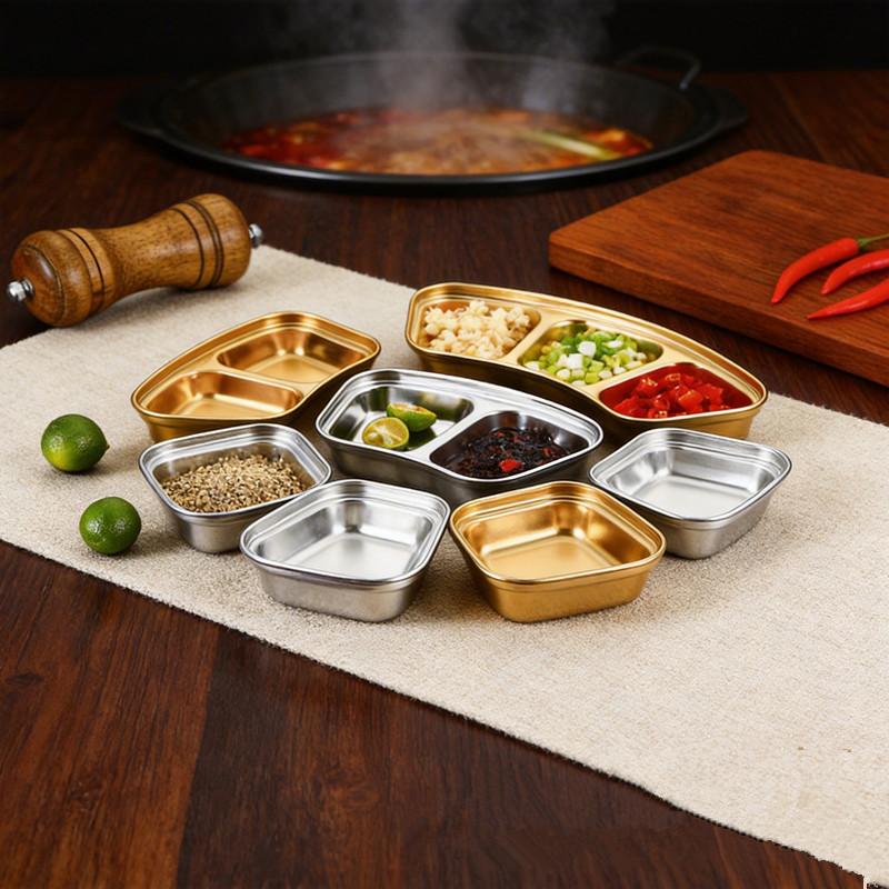 Fächer Edelsahl Gewürzschale 2 3 Fächer Tablett für Dips Snacks Speiseessen Partys BBQ