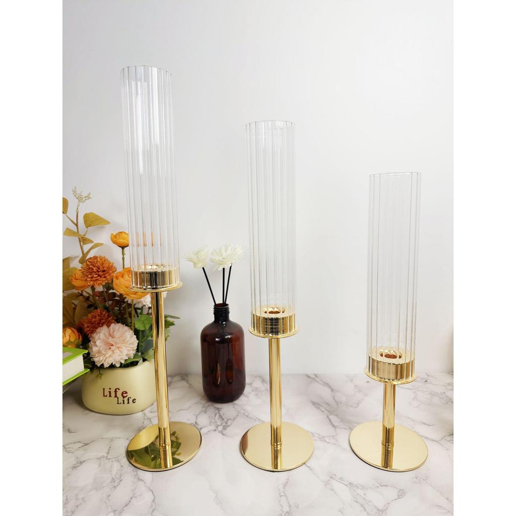 Gold Electroplated Iron Art Candlestick Set – Ideal for Weddings, Birthdays, and Home Decor