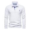 Trend Hub New Men's Deer Embroidery Polo Shirts Solid Color Long Sleeve Social Business Male
