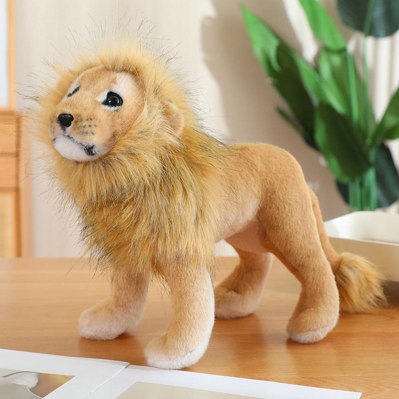Realistic Beast Plush Toys Cute Wild Tiger Lion Leopard Soft Stuffed Animal Doll Cool Home Decor Kids Gift