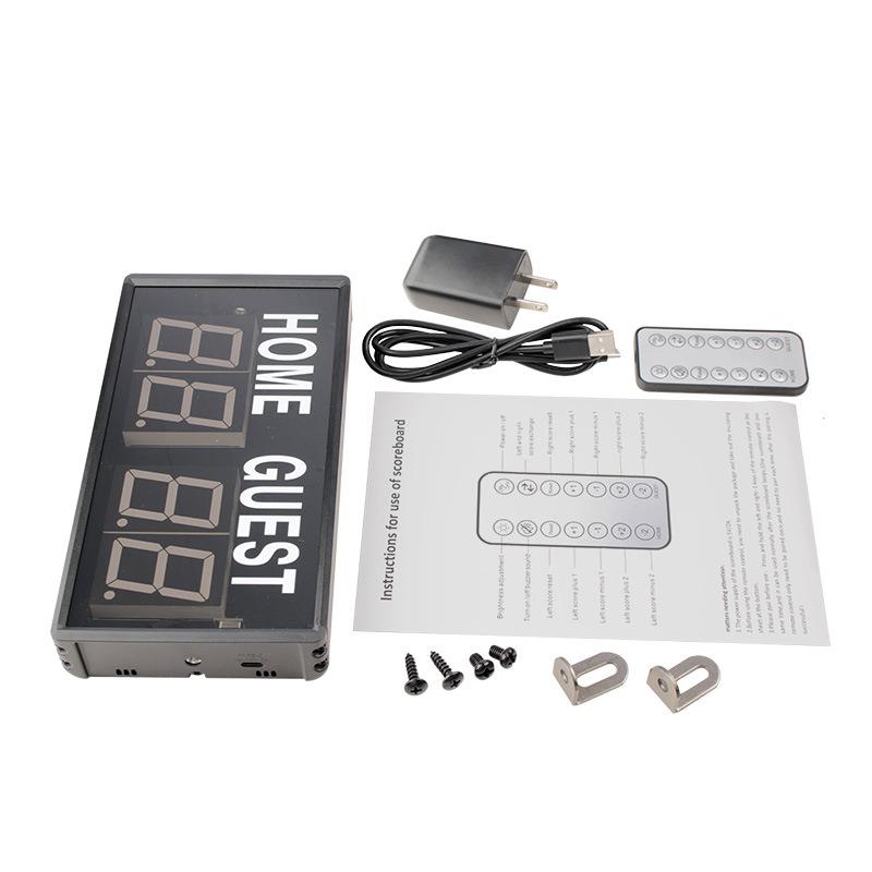 4-Digit LED Digital Scoreboard Portable Wireless Remote Sports Score Keeper for Basketball Football Table Tennis Billiards Game