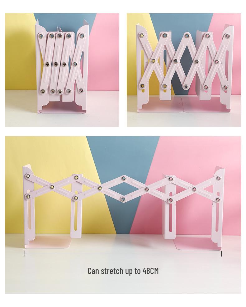 Kaba Bear Retractable Book Stand - Simple Iron Desktop Bookshelf with Macaron Colors
