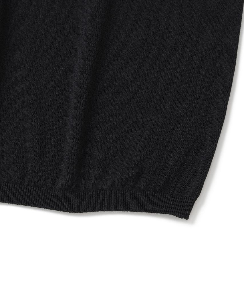 KNITTED Shellon Cooling Single Crop Henley Neck Knit Black