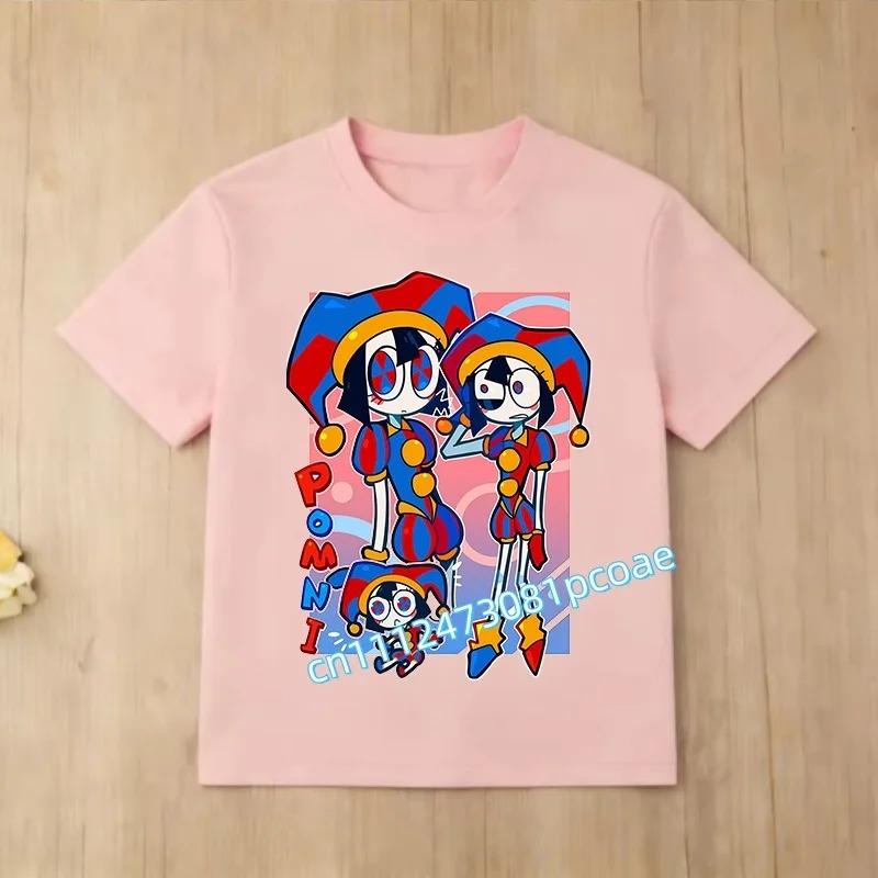 Children Short Sleeve T Shirts The Amazing Digital Circus Anime Cartoon Print Cotton Top Boys Girls Summer Casual Crew Neck Tees