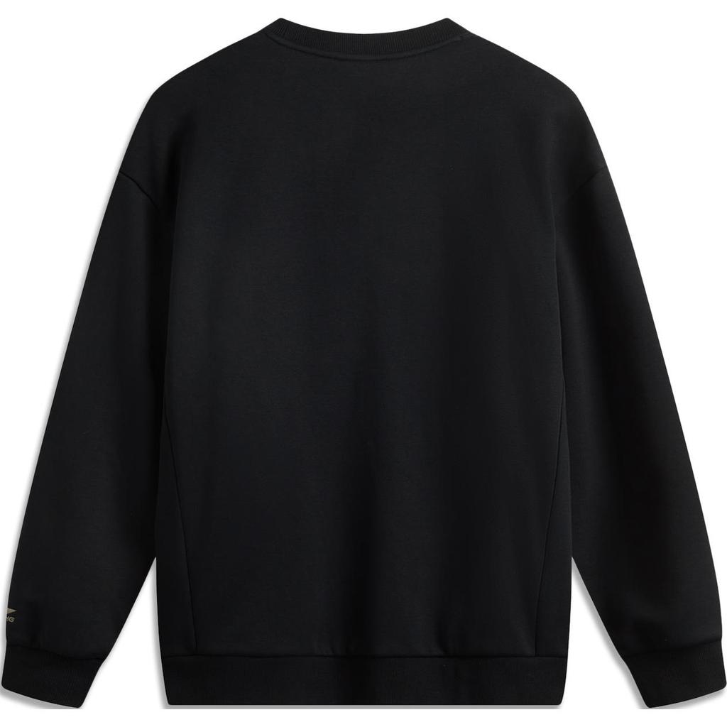 Li Ning Sports Lifestyle Series Anti-Static Anti-Bacterial Fleece Warm Breathable Comfortable Casual Sweatshirt Unisex Sweatshirt Black AWDUC85-5