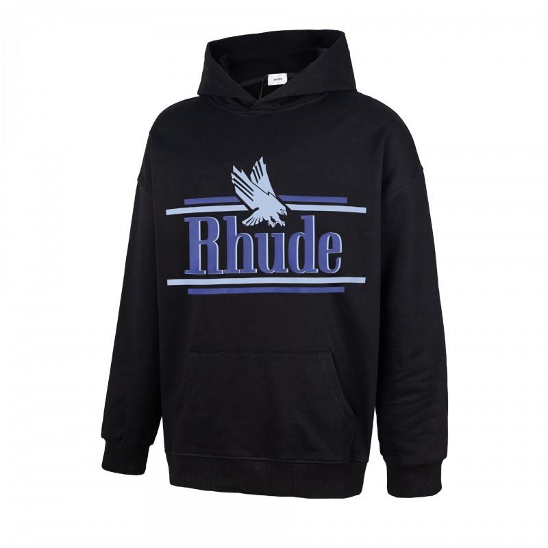 RHUDE Sweat à capuche en coton épais à imprimé graphique pour homme Décontracté Coupe ample Streetwear Jeune