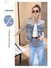 Women's 2023 Korean-Style Retro Patchwork Denim Jacket - Age-Reducing Short Zipper Stand Collar, Long-Sleeved Top for Spring