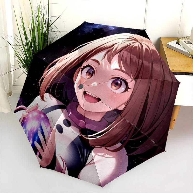 Ochaco Uraraka pattern, automatic folding umbrella, portable and foldable design, 8 ribs, a Christmas or birthday gift.