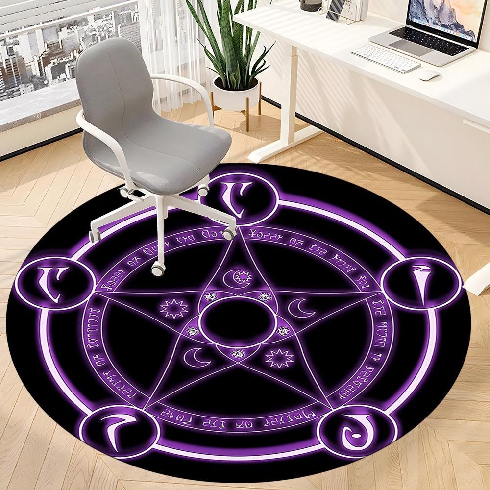 1pc Witchcraft Magic Office Round Area Rug,  Mat Suitable ForOffice, Under Office Chairs Bedroom Living Room Home Decor, Room Deco