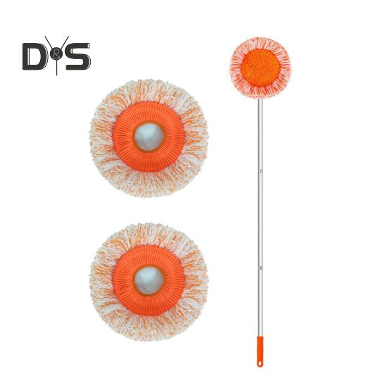 

Плоская швабра, вращающаяся на 360 градусов, швабра для мытья стен и потолка с 3 насадками, с сильным впитыванием воды A оранжевый