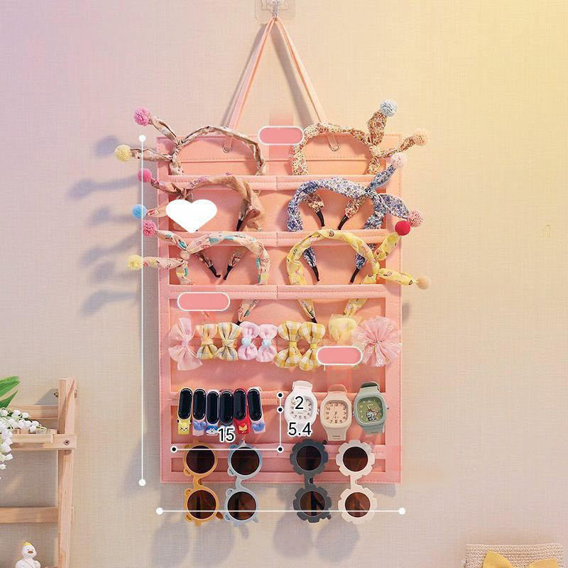 Felt Hanging Storage Organizer Wall Decor Hair Bows Storage Hair Clips Hair Rope Glasses Organizing Storage For Hair Accessories