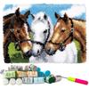 DL-YTG Latch Hook Kits Rug Three Horses Crochet Yarn Cushion Colour Pre-Printed Canvas Cover Rug Needlework DIY Hook and Latch Kit Home Decoration