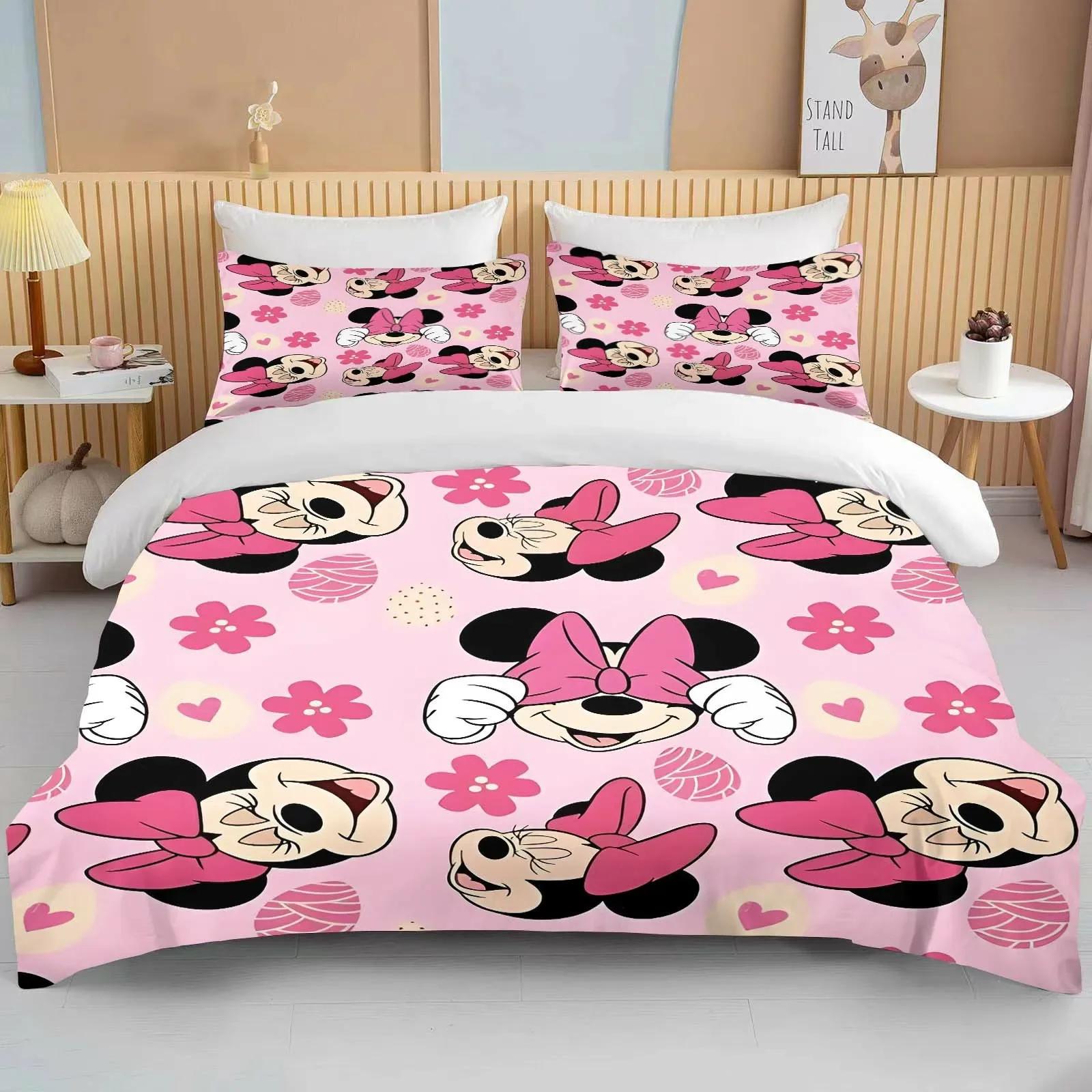 

Minnie Mouse Bedding Sets Soft Comforter Cover Bed Cover Duvet Cover Pillow Case 2-3 Pieces Sets Bedroom Decoration EU Single 135x200cm