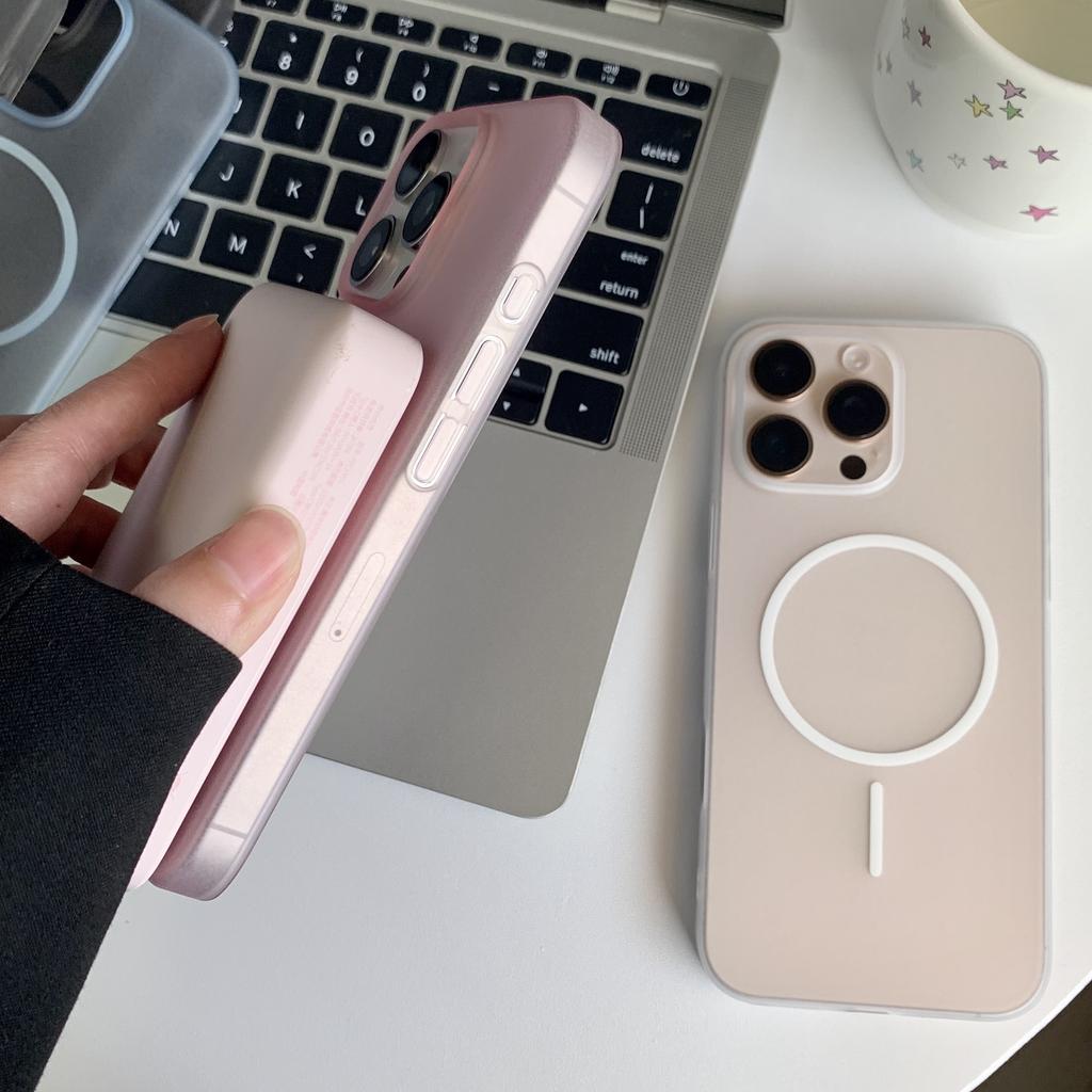 Matte Ultra Dünne Transluzente Für Magsafe Kabellose Ladehülle für iPhone 14 15 16 Plus Pro Max Harte PC Magnetische Abdeckung