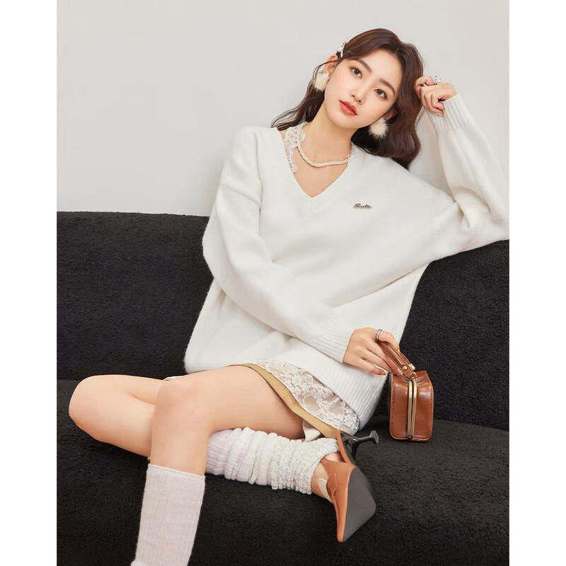 IEF Women's French Lace Trim Knitted Top